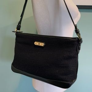 Etienne Aigner black woven raffia shoulder bag 12”x 7 1/2” x3”